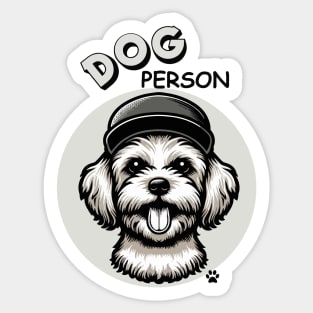 Cute Maltipoo for dog lovers. In black and white Sticker